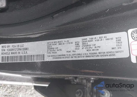 2024 Ram 1500 Tradesman 4X4 5'7 Box z USA, uszkodzony, nr VIN 1C6SRFGT2RN133061